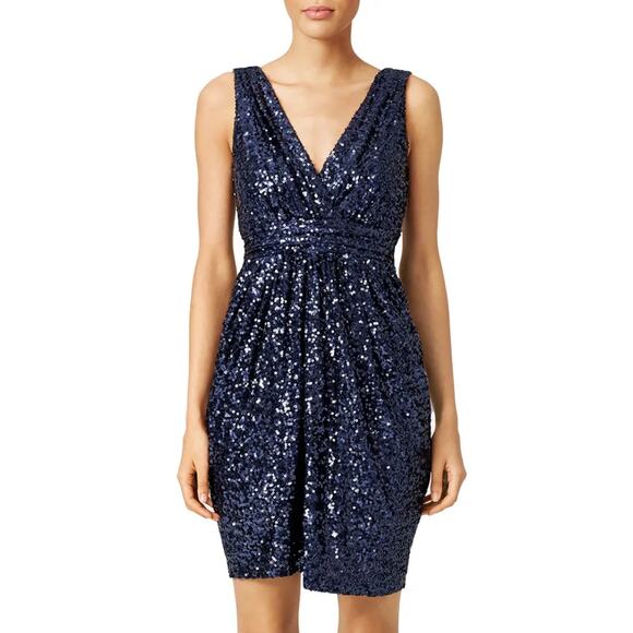 Badgley Mischka Midnight Blue Ombre Mini Dress Size 2 - Picture 1 of 5